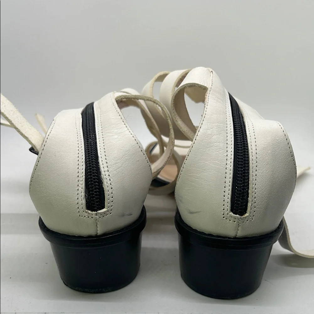 Loeffler Randall Cream Leather Zipper Open Toe Gladiator Sandals Shoes *Size 10* - Picture 6 of 10